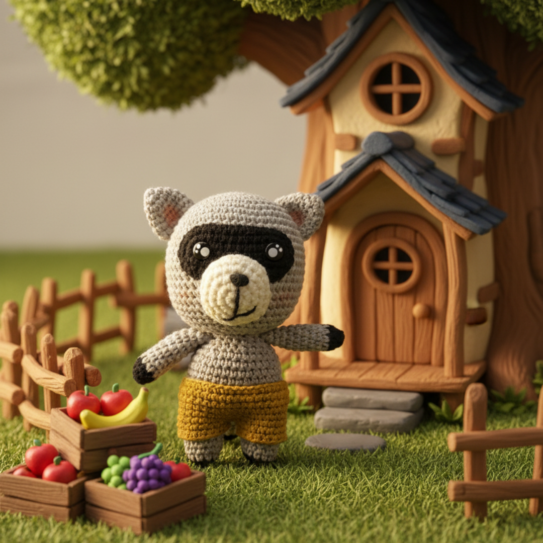 MOYO FRIENDS 멜빈 Melvin 너구리 코바늘 인형 캐릭터